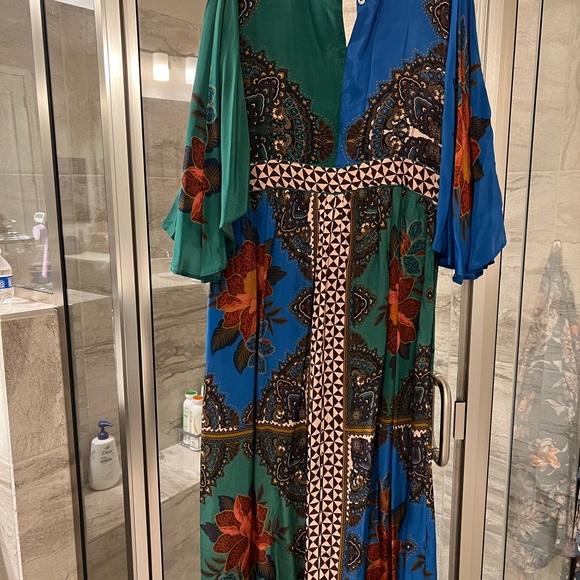 Farm Rio for Anthropologie Multicolor Floral Maxi Dress XL Petite - Picture 3 of 14
